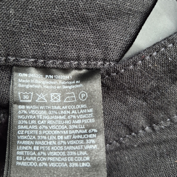 BNWT H&M Linen Blend Black Wide Leg Pants 0 Coastal Minimalist Summer boho Chic - Picture 10 of 12